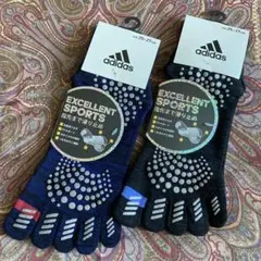 adidas 福助　五本指ソックス　サポート　滑り止め　ウォーキング25〜27