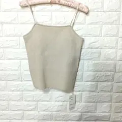 ゴールドラメニットリブ編み カップ付きタンクトップMサイズ