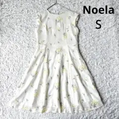 【ノエラ】Noela ノースリーブワンピース　花柄　刺繍　膝丈　フレア　Ｓ　上品