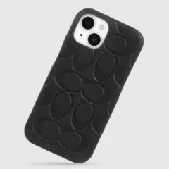 COACHの本革iPhone15用本革レザースリムケース ブラック