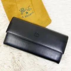 イルビゾンテ ロングウォレット 二つ折り 長財布 レザー 型押し ブラック