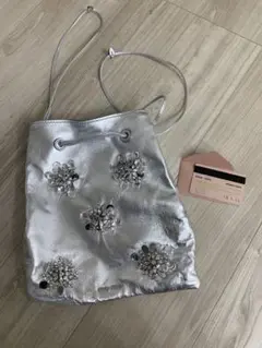 miumiu ビジュー付き巾着バッグ
