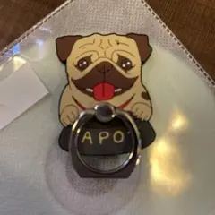 新品　宇宙兄弟　アポ　パグ　スマホリング　パグ犬
