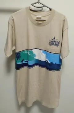70s80s★USA製染み込みプリントサーフヴィンテージ TシャツL★良デザイン