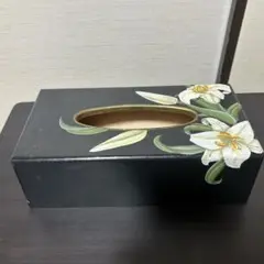 【木製】ティッシュケース 百合