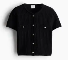 H&M ストラクチャードニットカーディガン ブラック ゴールド