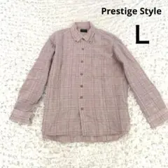Prestige Style 長袖シャツ チェック柄　麻混【L】