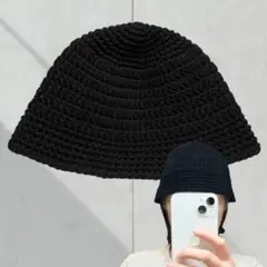 クロシェハット　バケットハット　ニット帽　クラッシャーハット　ビーニー　男女兼用