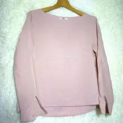 ユニクロ【M】レディース ボートネック 長袖 Tシャツカットソー 無地 レーヨン