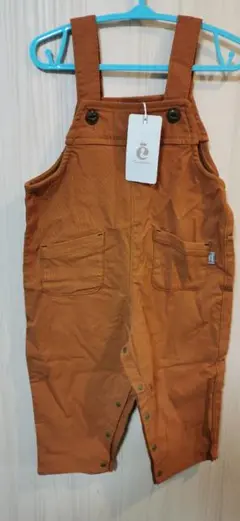 コンビミニ新品　オレンジ コットン オーバーオール 90