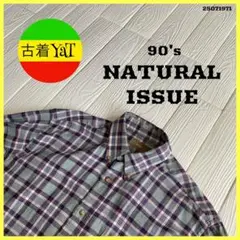 90sNATURAL ISSUEチェックシャツUS古着アメカジヴィンテージ好配色