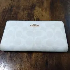 COACH コーチ　シグネチャー　長財布　レザー　ホワイト
