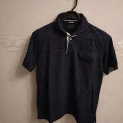 MALE & CO. ネイビー ドット柄 ポロシャツ M