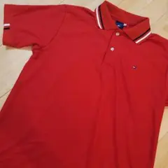 超美品 トミーヒルフィガー 赤 ポロシャツ メンズLサイズ