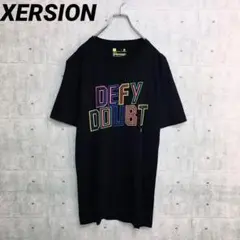 x0356 US 古着 XERSION Tシャツ 黒 L カラフルプリント