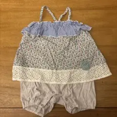 花柄ストライプロンパース 80cm