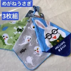 めがねうさぎ　ループ付きタオル　お名前ネーム付き　絵本キャラクター　３枚組　新品