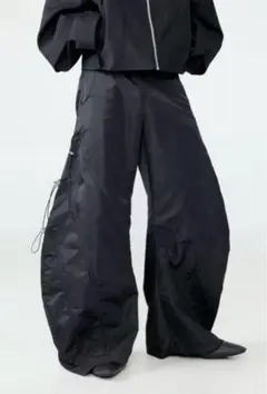 FRKM SCD SCIMITAR CUT LOOSE PANTS BLACK