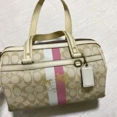 コーチ coach ボストンバック ベージュ ピンク