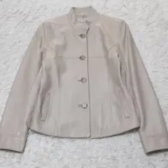 イタリアンラムスキン　スタンドカラー　レザージャケット L ベージュ