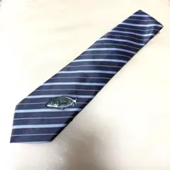 GENERAL COLOR ストライプネクタイ 魚プリント
