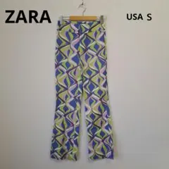 【幾何学的模様】C1 ZARA ザラ　カジュアルパンツ USA S　ハイウエスト