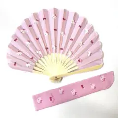 ハローキティ 扇子 ピンク 専用ケース付き