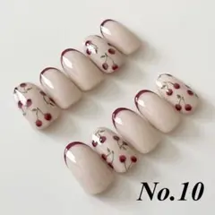 No.10 さくらんぼネイルチップ *オーダーサイズ・カラー変更可能*
