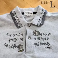 刺繍入り半袖ポロシャツ　TEFTON 日本製 L キャラクター　かわいい