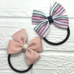 【390】ハンドメイド　グログランリボンのヘアゴム