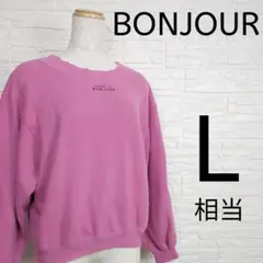 BONJOUR スウェット トレーナー ピンク L相当 レディース 綿100%