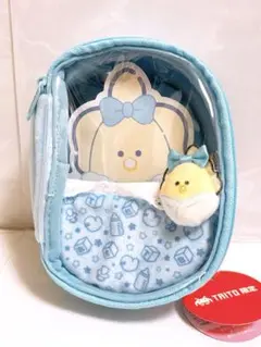 つぶらな瞳のなまがき おめかし おふとんポーチ 水色