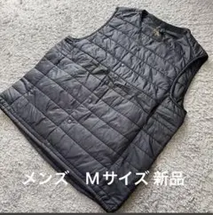 メンズ スナップボタンダウン風中綿コントロールベスト黒M新品