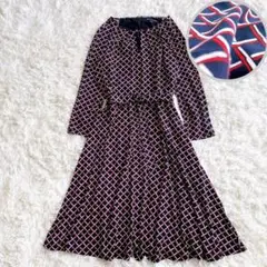 ※美品【ブルックスブラザーズ】ワンピース　ジャージー　Aライン　リボン　L