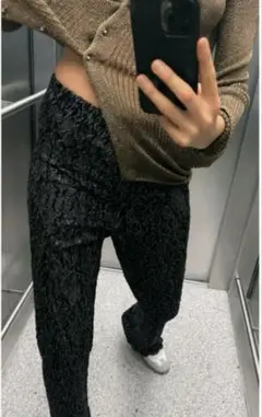 【新品】ZARA セミシースルー スパンコール レギンス パンツメタリック