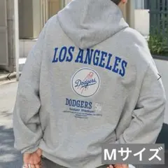 【別注】 MLB公式 ドジャース ロゴ刺繍バックデザイン裏起毛フーディーパーカー