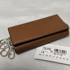 新品　ポールスミス　キーケース　ストライプ　レザー　キーリング　本革　キャメル