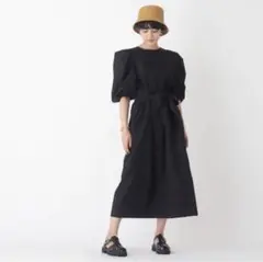 タグ付き未使用　オペークドットクリップ　2wayボリュームスリーブワンピースＭ