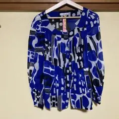 ビギ wb ブラウス 綿100% 日本製　ブルーホワイト　夏服