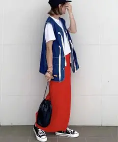 and Me セルフカット リブ ロング タイト スカート
