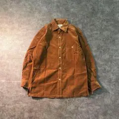 7BS2 コーデュロイシャツ　ブラウン　長袖　アメカジ　グランパコア　古着