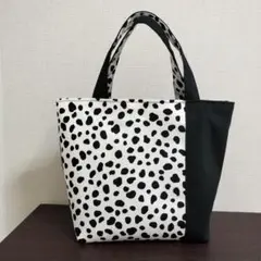 ご確認用です　ダルメシアン×黒帆布　ハンドメイドのシンプルトートバッグ