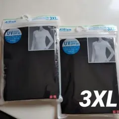 AIRism UVカットクルーネックT 長袖3XL ブラック２枚シルクブレンド