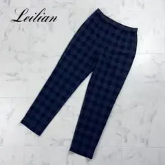 Leilian テーパードパンツ チェック グレー サイズ9*XC2009
