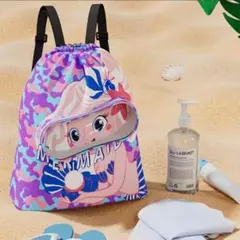 【在庫限り】ゴーグル収納ポケット付きプールバッグ★女の子★キッズ