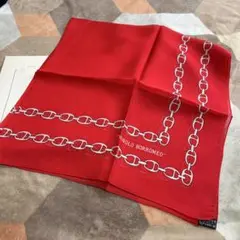 MANOLO BORROMEO シルクスカーフ レッド