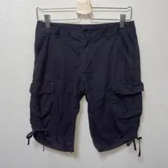イーストボーイ　カーゴショートパンツ　ブラック　裾ドローリング絞り　M