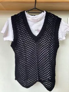 vintage メッシュ ノースリーブ ニット ベスト