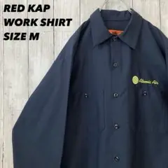 RED KAP レッドキャップ　長袖刺繍ロゴワークシャツMネイビー　アメリカ古着