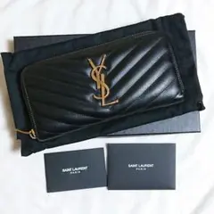 サンローラン YSL モノグラム ラウンドファスナー 長財布 ブラック